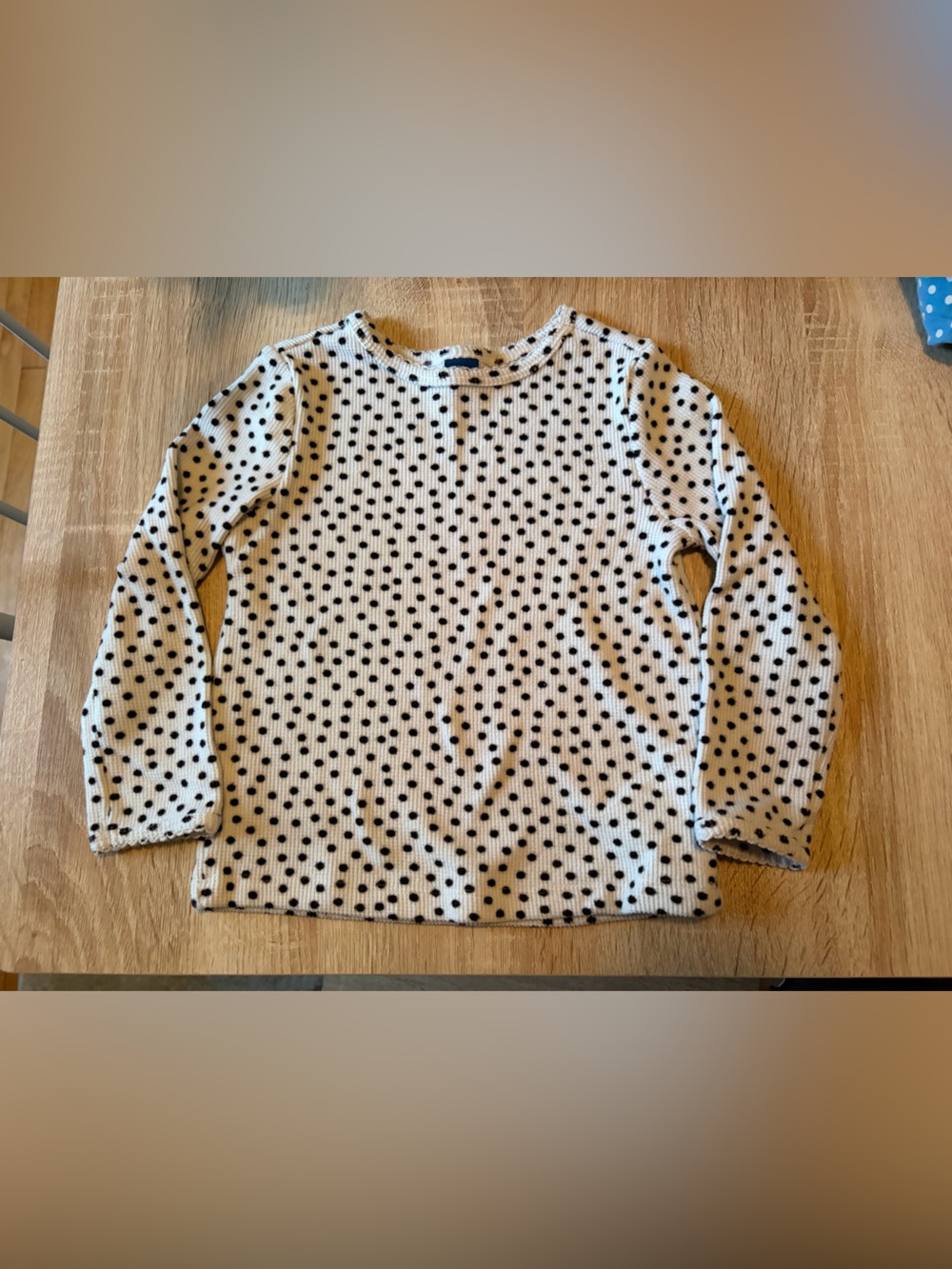 Old Navy White Long Sleeve Polka Dot Top - Black Dots